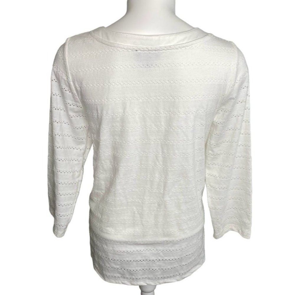 Jones New York White Round Split‎ Neck with Tie Top Sz Small - Picture 3 of 10